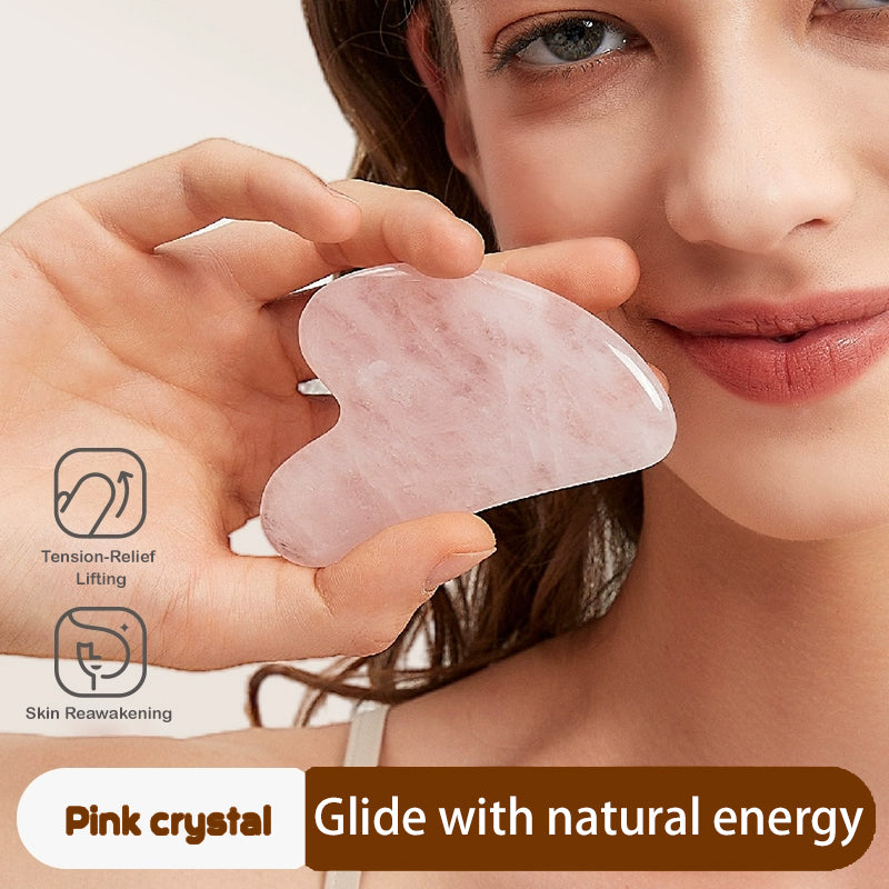 Natural Pink Quartz Gua Sha Board, Facial Facial Slimming, Dredging Meridians, Jade, Whole Body Massage, Artifact, Beauty