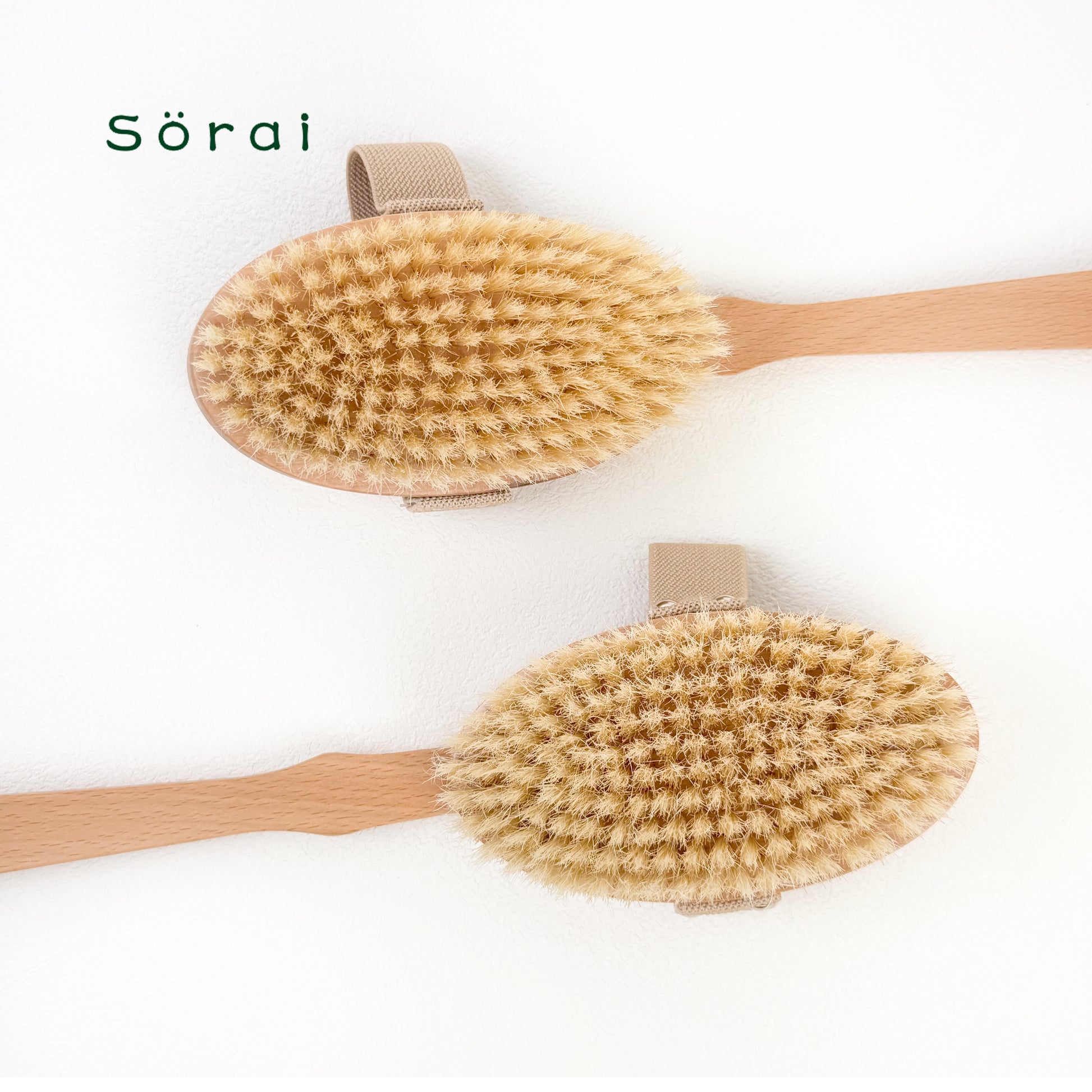 Curved Handle Detachable Boar Bristle Bath Brush - Dry & Wet Body Scrubber for Lymphatic Massage, Exfoliation & Anti-Cellulite Care | Ergonomic Back Shower Brush with Replaceable Head